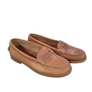 L.L. Bean Saddle Brown Penny Leather Loafers Comfort Slip On Shoes Sz 6